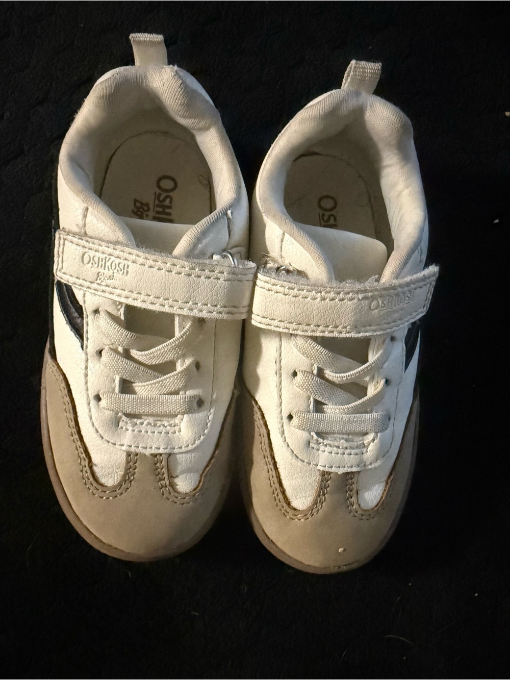 Converse White and Tan Kids Sneakers with Velcro Strap